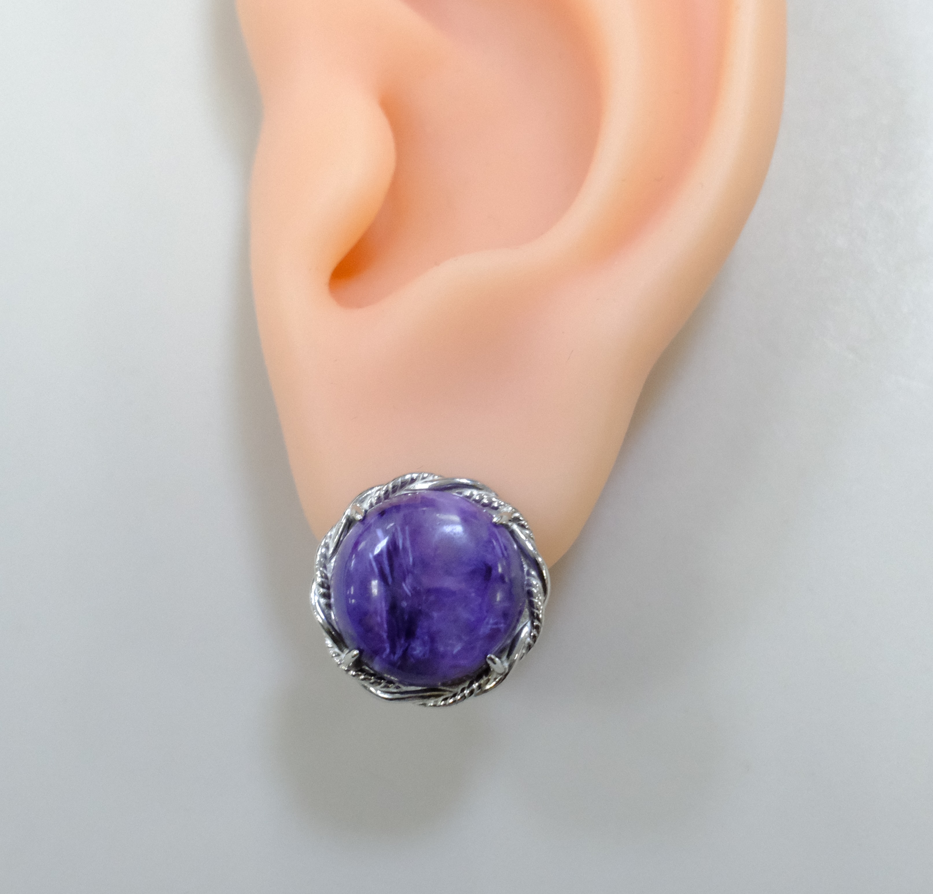 Серебряные серьги с чароитами
